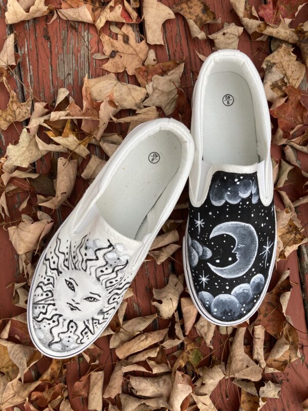 Hand-painted Sun & Moon Sneakers