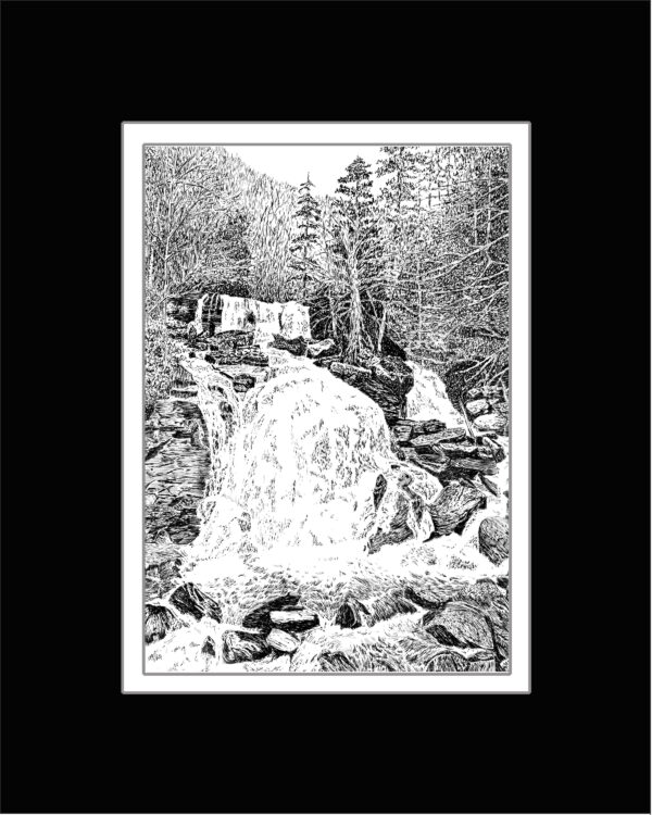 Bastion Falls, Catskill State Park, Pen and Ink Print