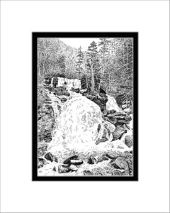 Bastion Falls, Catskill State Park, Pen and Ink Print