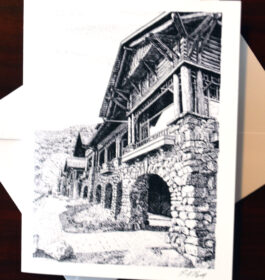 Bear Mountain Inn Pen and Ink Note Card